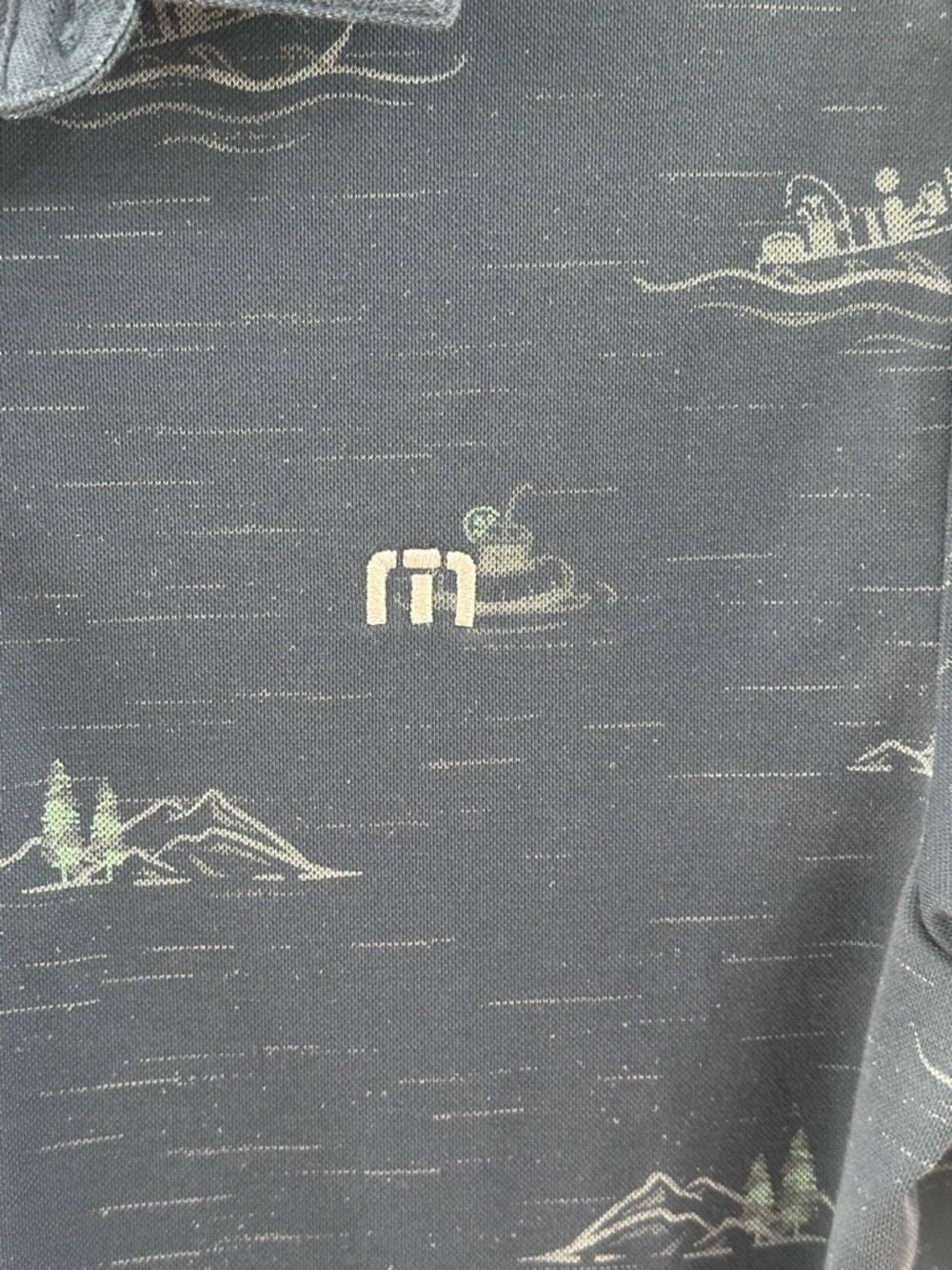 Travis Mathew Men's "Take A Whiff" Fishing & Lake Scene Polo - Size S - Picture 2 of 9